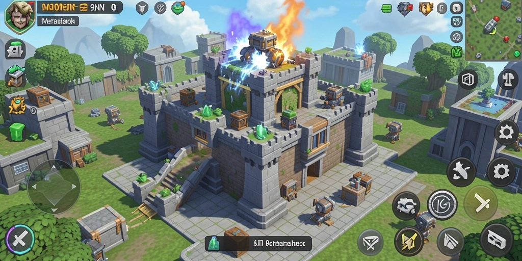 Screenshot gameplay <strong>9N9N</strong> menunjukkan aksi menara pertahanan yang mendebarkan.