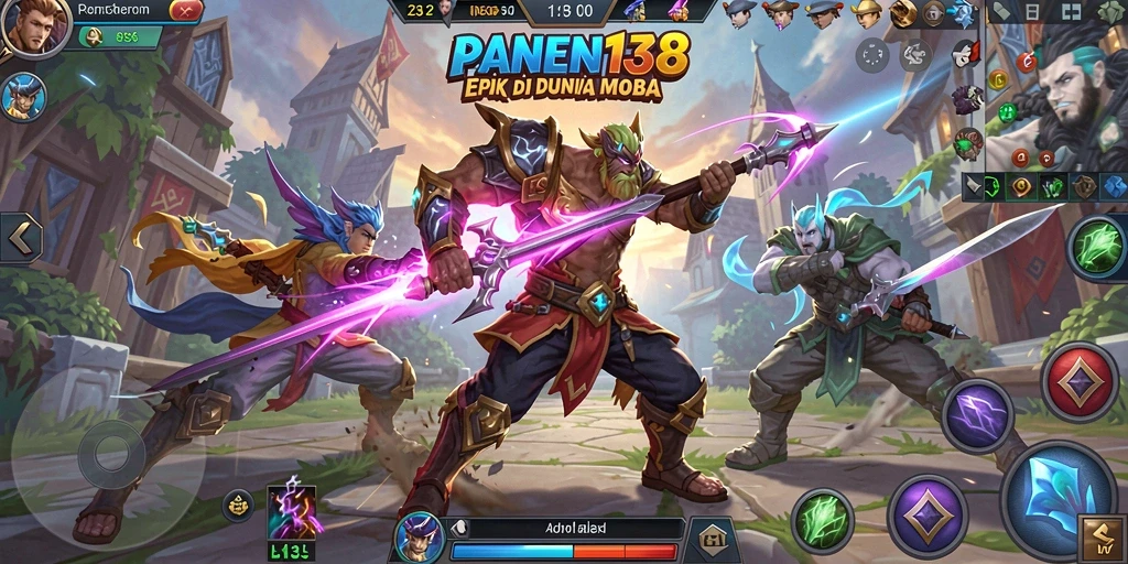 Tampilan gameplay seru di arena pertarungan MOBA.