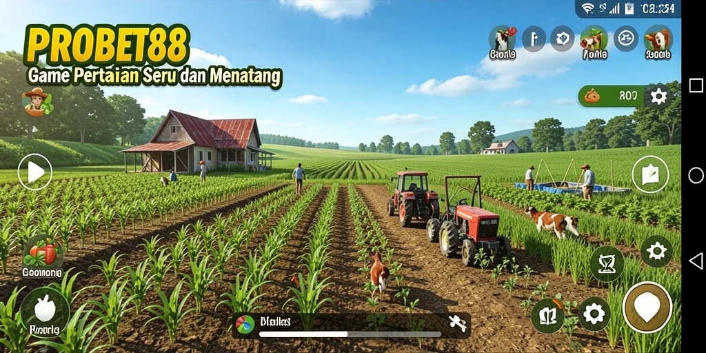 Screenshot gameplay PROBET88 menampilkan suasana pertanian yang menawan.