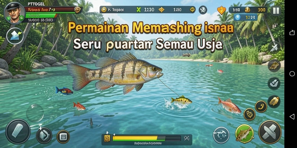 Screenshot gameplay PTTOGEL dengan aksi memancing yang menarik.