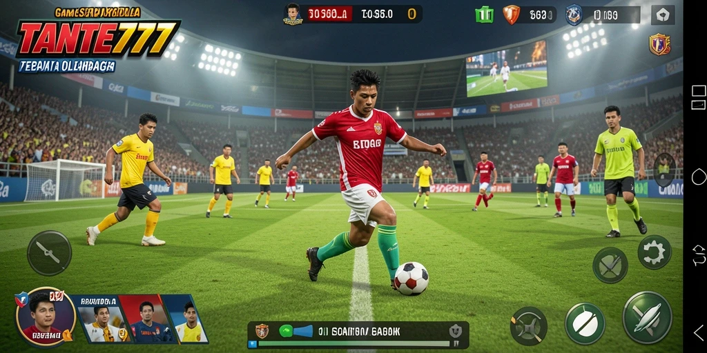 Gameplay TANTE777 yang mendebarkan dalam aksi sepak bola.